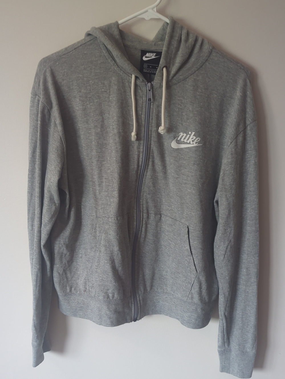 Nike Womens Heather Gray Full-Zip Light Weight Hoodie Jacket